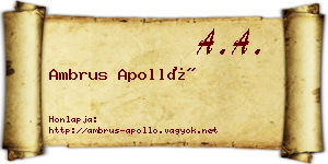 Ambrus Apolló névjegykártya