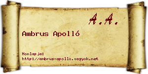 Ambrus Apolló névjegykártya